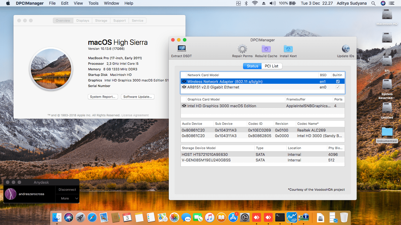 Success Hackintosh macOS High Sierra 10.13.6 Build 17G66 at Asus N43SL-V2G-VX163D